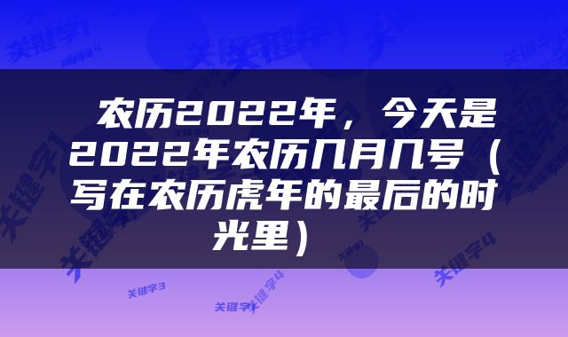  农历2022年，今天是2022年农历几月几号（写在农历虎年的最后的时光里） 
