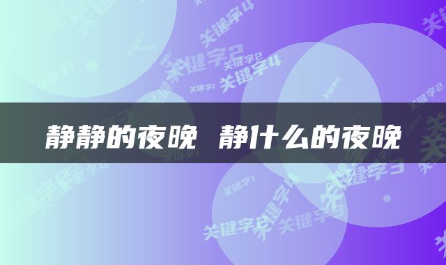 静静的夜晚 静什么的夜晚