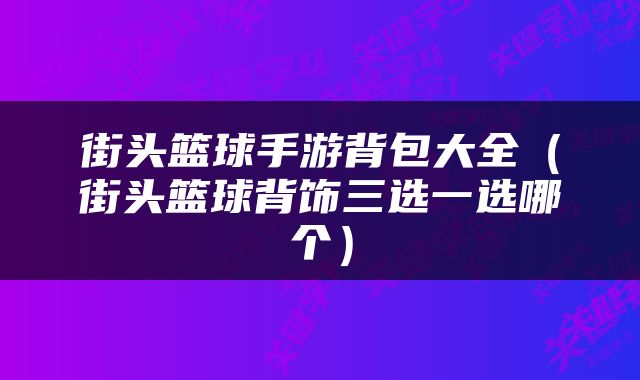街头篮球手游背包大全（街头篮球背饰三选一选哪个）