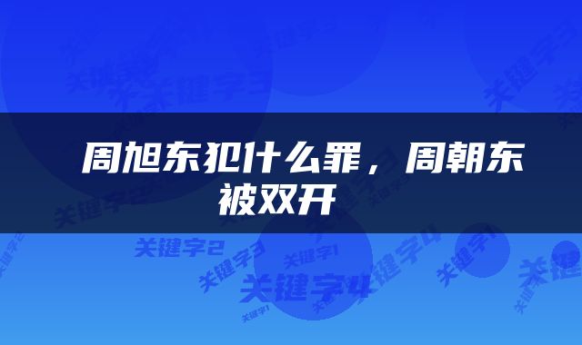  周旭东犯什么罪，周朝东被双开 