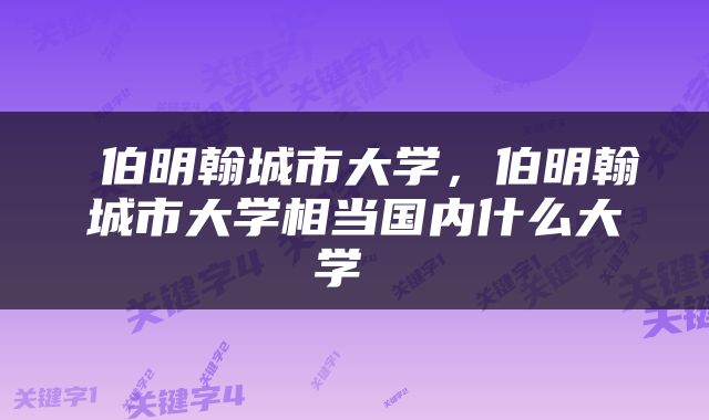 伯明翰城市大学,伯明翰城市大学相当国内什么大学