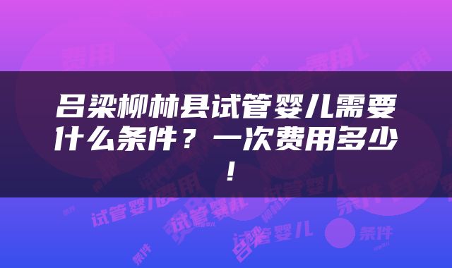 吕梁柳林县试管婴儿需要什么条件？一次费用多少！