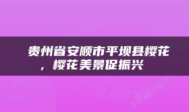  贵州省安顺市平坝县樱花，樱花美景促振兴 