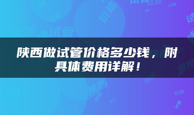 陕西做试管价格多少钱，附具体费用详解！