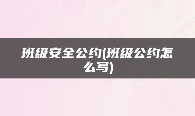 班级安全公约(班级公约怎么写)