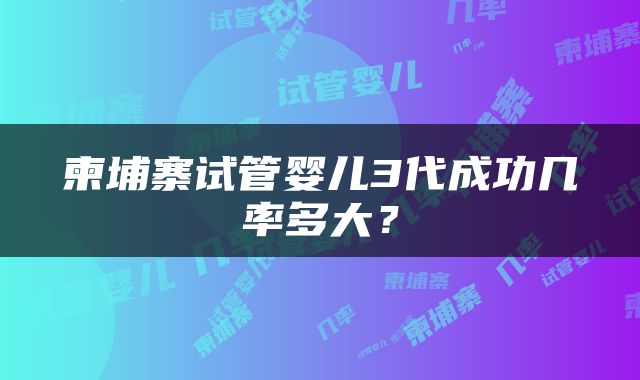 柬埔寨试管婴儿3代成功几率多大？