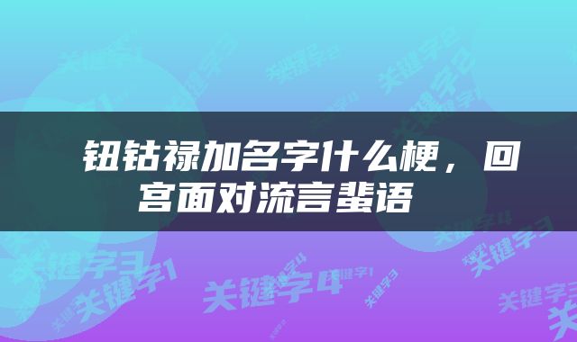  钮钴禄加名字什么梗，回宫面对流言蜚语 
