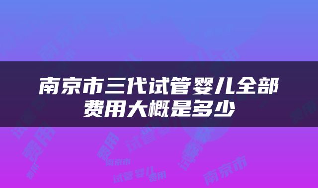 南京市三代试管婴儿全部费用大概是多少
