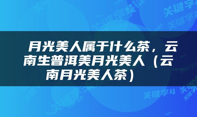  月光美人属于什么茶，云南生普洱美月光美人（云南月光美人茶） 
