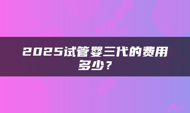 2025试管婴三代的费用多少？