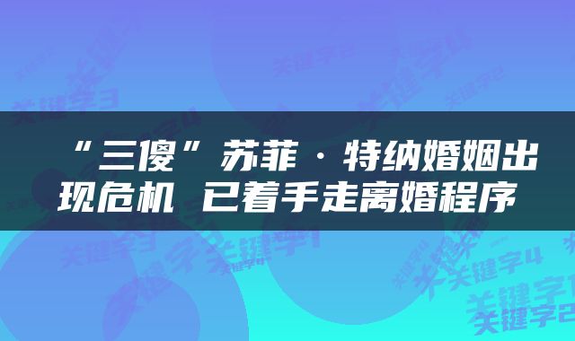 “三傻”苏菲·特纳婚姻出现危机 已着手走离婚程序