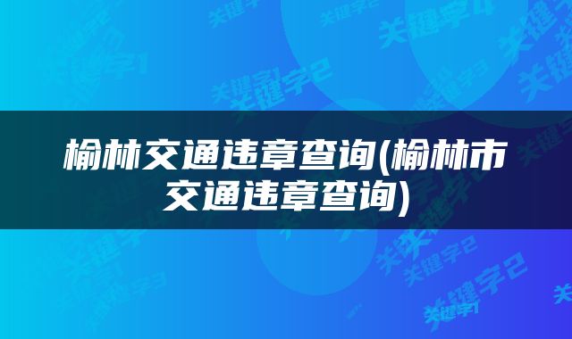 榆林交通违章查询(榆林市交通违章查询)
