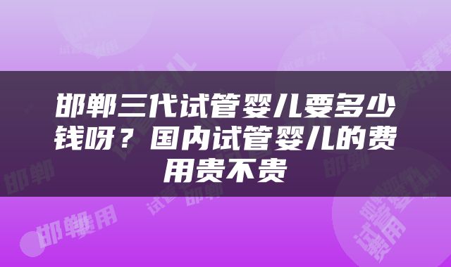 邯郸三代试管婴儿要多少钱呀？国内试管婴儿的费用贵不贵