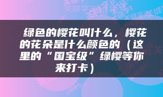  绿色的樱花叫什么，樱花的花朵是什么颜色的（这里的“国宝级”绿樱等你来打卡） 