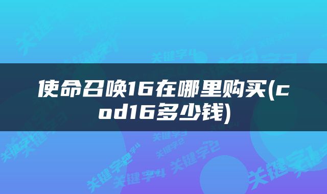 使命召唤16在哪里购买(cod16多少钱)