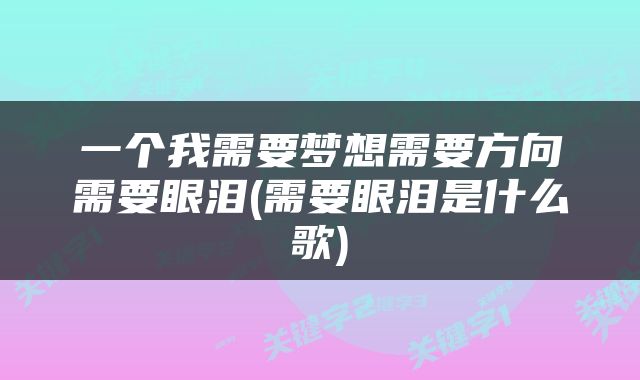 一个我需要梦想需要方向需要眼泪(需要眼泪是什么歌)