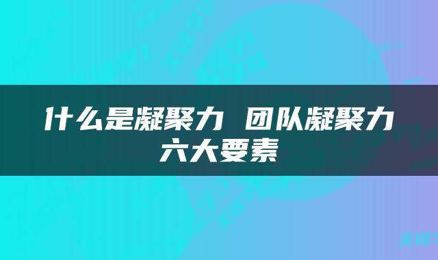什么是凝聚力 团队凝聚力六大要素