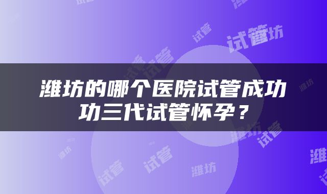 潍坊的哪个医院试管成功功三代试管怀孕？