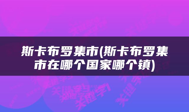斯卡布罗集市(斯卡布罗集市在哪个国家哪个镇)