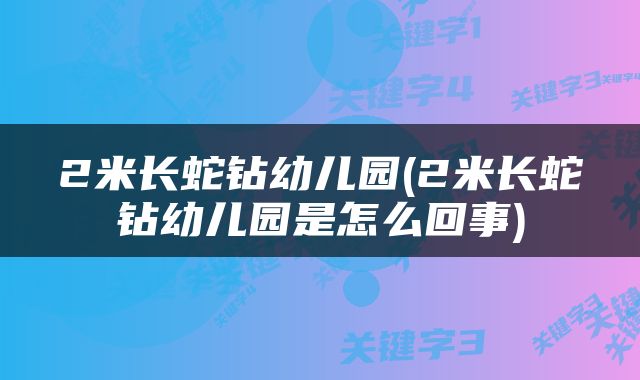 2米长蛇钻幼儿园(2米长蛇钻幼儿园是怎么回事)