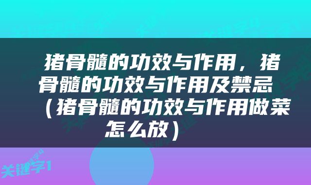  猪骨髓的功效与作用，猪骨髓的功效与作用及禁忌（猪骨髓的功效与作用做菜怎么放） 