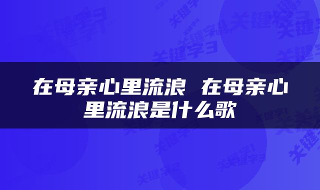 在母亲心里流浪 在母亲心里流浪是什么歌
