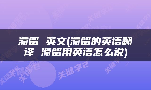 滞留 英文(滞留的英语翻译 滞留用英语怎么说)