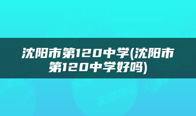 沈阳市第120中学(沈阳市第120中学好吗)