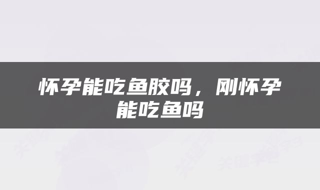 怀孕能吃鱼胶吗，刚怀孕能吃鱼吗