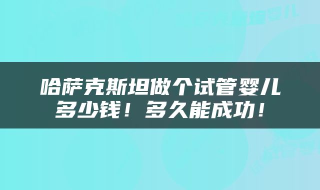 哈萨克斯坦做个试管婴儿多少钱！多久能成功！