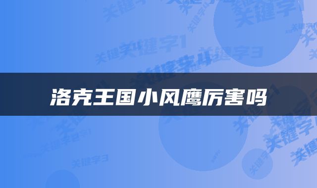 洛克王国小风鹰厉害吗