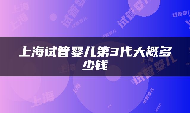 上海试管婴儿第3代大概多少钱