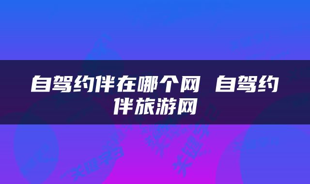 自驾约伴在哪个网 自驾约伴旅游网