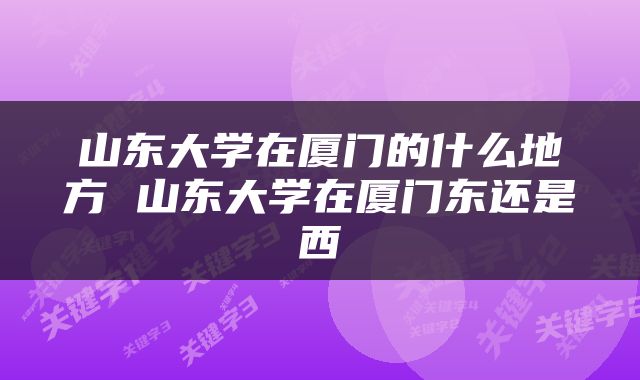 山东大学在厦门的什么地方 山东大学在厦门东还是西