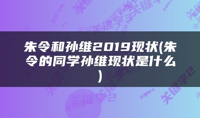 朱令和孙维2019现状(朱令的同学孙维现状是什么)