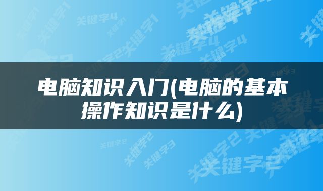 电脑知识入门(电脑的基本操作知识是什么)