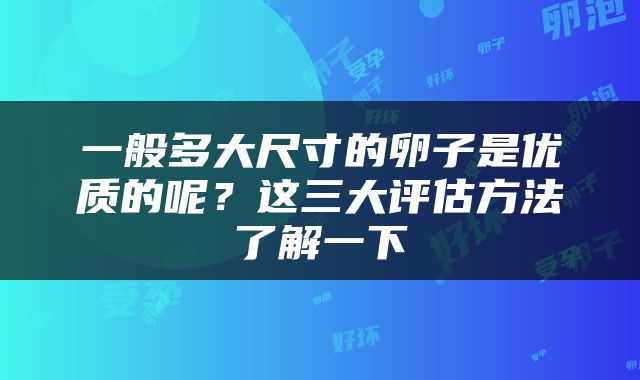 一般多大尺寸的卵子是优质的呢？这三大评估方法了解一下