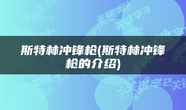 斯特林冲锋枪(斯特林冲锋枪的介绍)