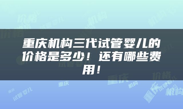 重庆机构三代试管婴儿的价格是多少！还有哪些费用！