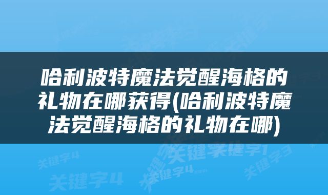 哈利波特魔法觉醒海格的礼物在哪获得(哈利波特魔法觉醒海格的礼物在哪)