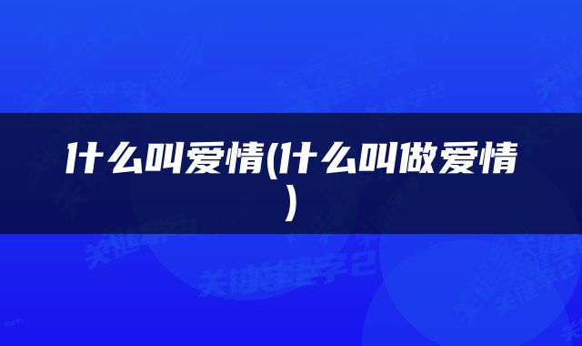 什么叫爱情(什么叫做爱情)