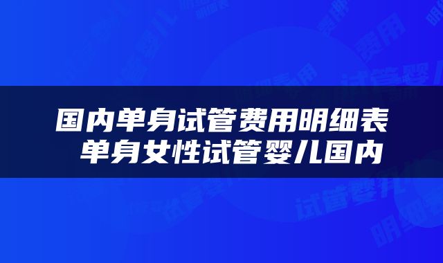 国内单身试管费用明细表 单身女性试管婴儿国内