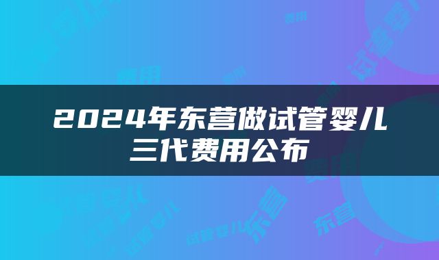2024年东营做试管婴儿三代费用公布