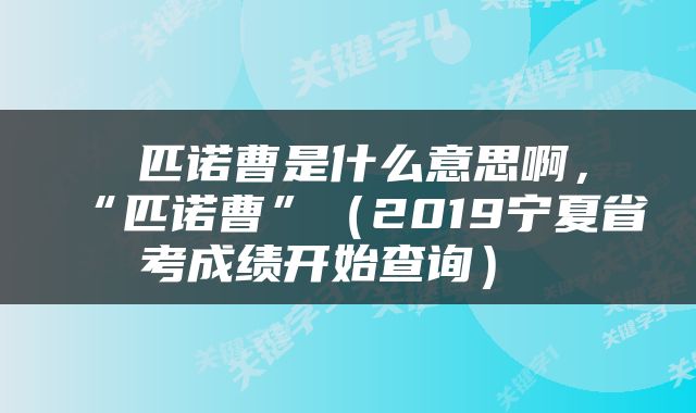  匹诺曹是什么意思啊，“匹诺曹”（2019宁夏省考成绩开始查询） 