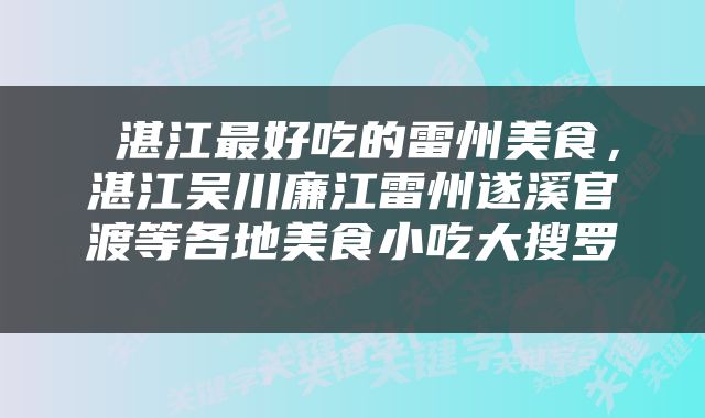 湛江最好吃的雷州美食，湛江吴川廉江雷州遂溪官渡等各地美食小吃大搜罗 