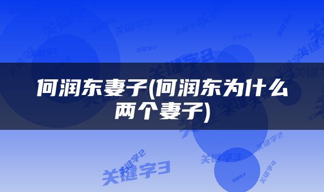 何润东妻子(何润东为什么两个妻子)