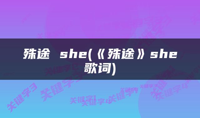 殊途 she(《殊途》she歌词)