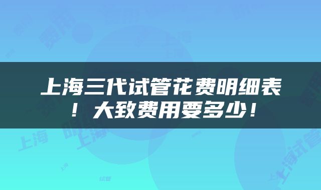上海三代试管花费明细表！大致费用要多少！