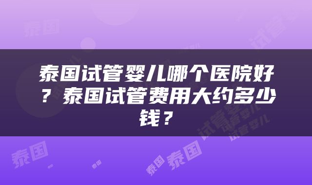 泰国试管婴儿哪个医院好？泰国试管费用大约多少钱？