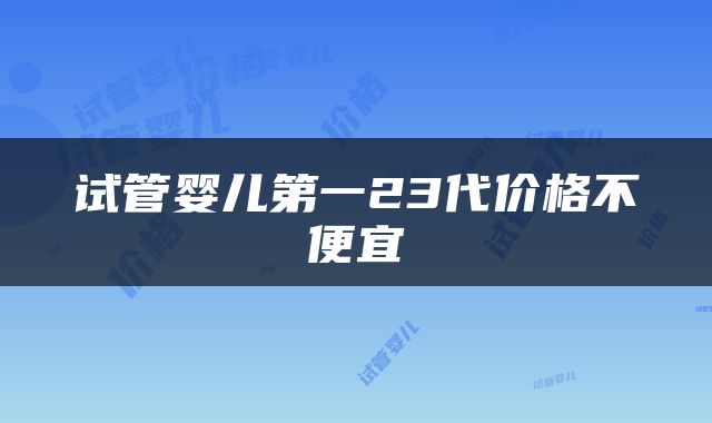 试管婴儿第一23代价格不便宜